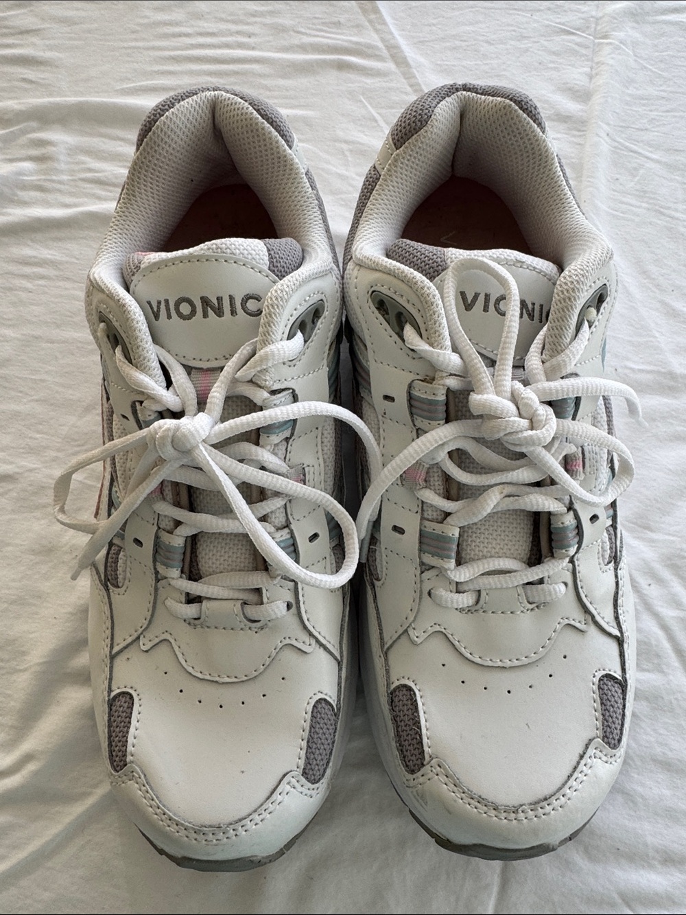 Vionic White and Gray Women's Athletic Lace-Up Sneakers